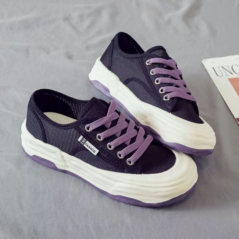 

Сетчатые женские туфли летняя мода дышащие маленькие белые туфли корейская версия на шнуровке студенческие одинарные туфли круглый носок повседневные универсальные кеды 40 чёрный