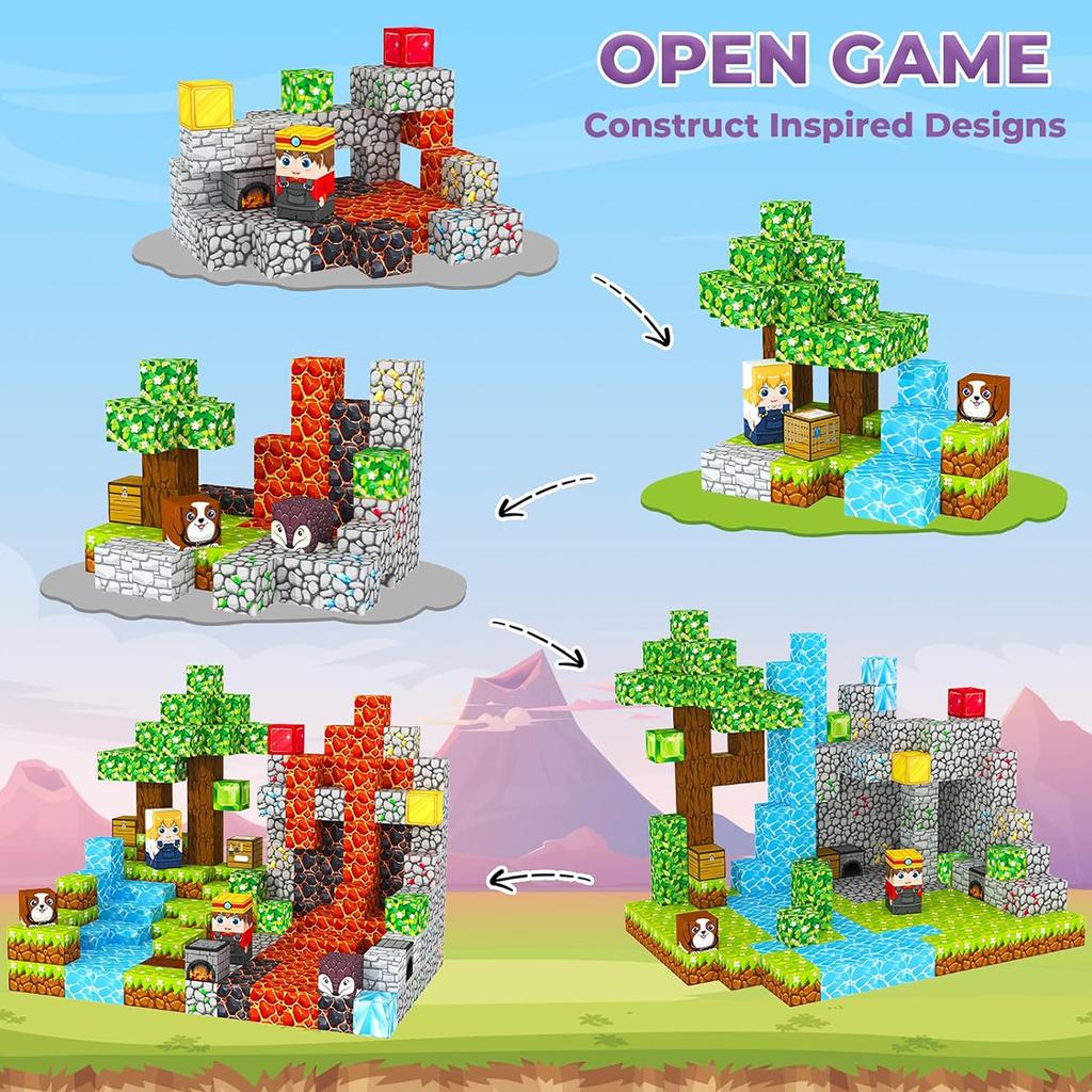 80/100/140 ST Magnetiska Byggklossar Lava Skattjakt Set för Ålder 3+ DIY Modell Barn STEM Pedagogisk Sensorisk Leksak