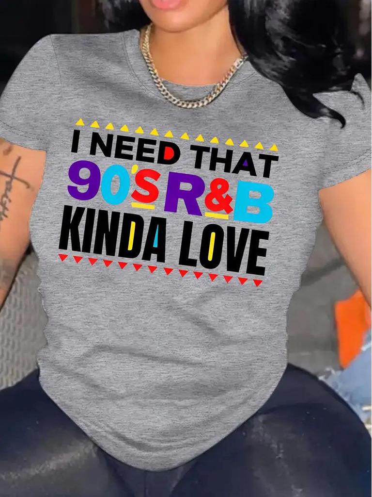 Light Grey Women's Short-Sleeved European and American Style Top with Picture