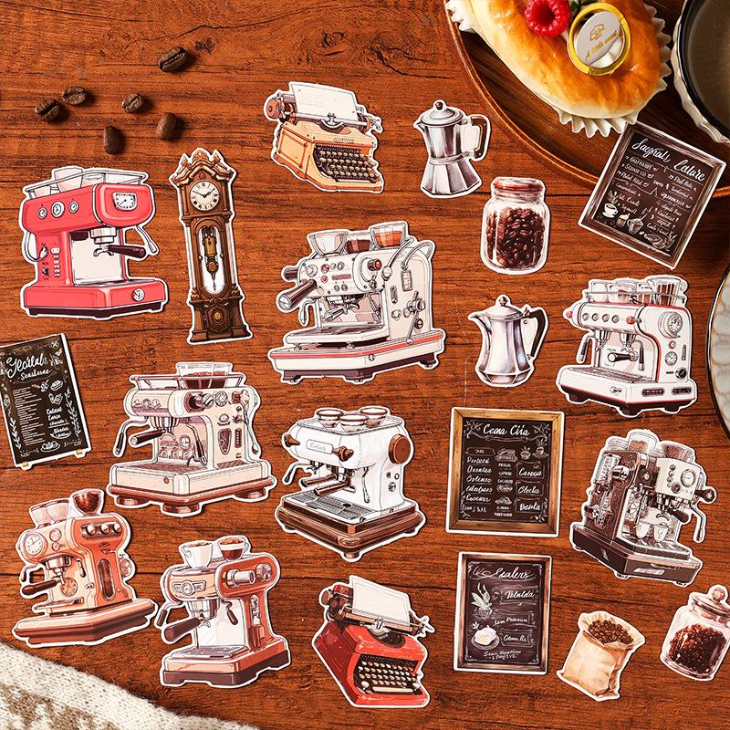 20 pcs Coffee theme Stickers pack Adhesive Diy Hand Account Diary Album Scrapbooking material Planner Craft Supplies