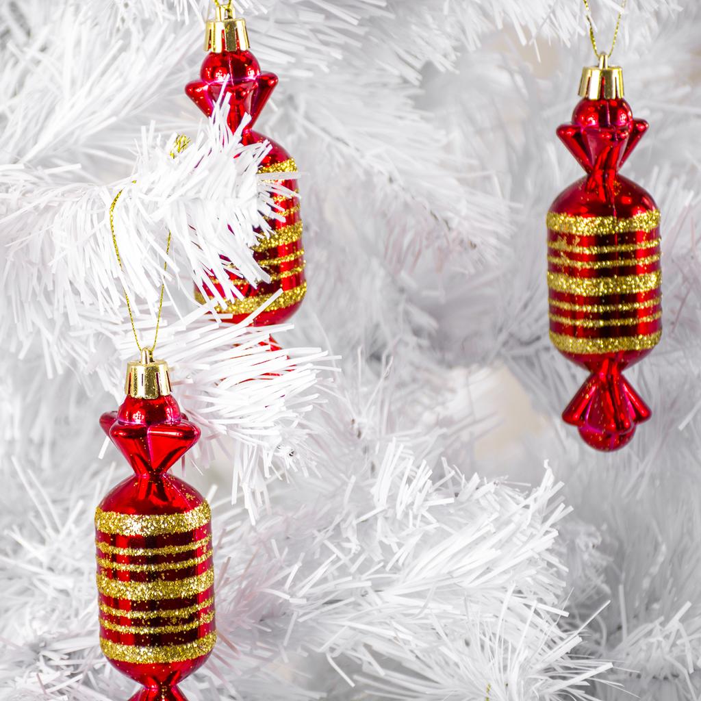 Christmas tree baubles 6 pcs candy PRL red gold plastic Christmas tree babka