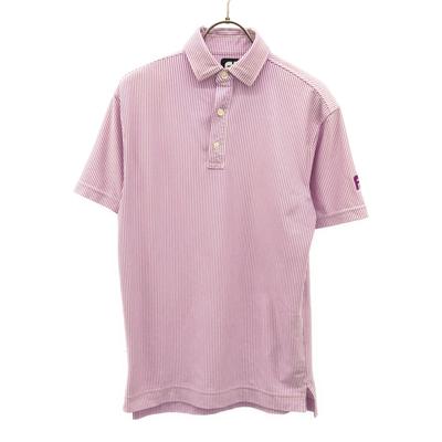 Stripe Pattern Logo Embroidery Golf Short Sleeve Polo Shirt S Men's Used
