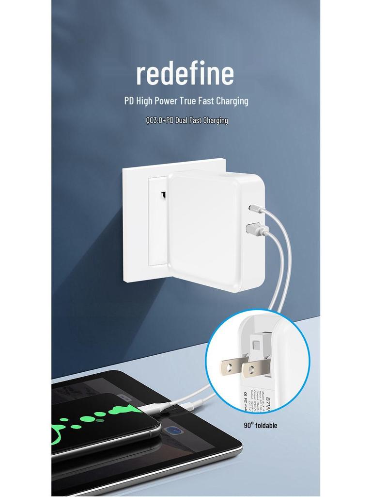 3C Certified Dual Port Charger with Fast Charging PD+QC3.0 for Apple & Android
