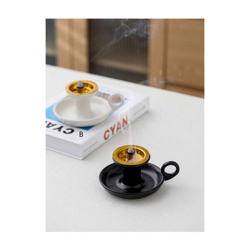 Ceramics Incenses Holder,Cone Incenses Burners with Handle,Ashes Catcher,Aromatherapys Ornament Home Office Decorations