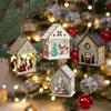 Mini Wooden Luminous Huts Colorful Christmas Tree Pendant Christmas Hanging Decorations  Home Decor