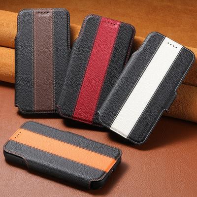 iPhone 17 Flip Case: Card Slot, Magnetic Snap, Wireless Charging Stand, Color Block Wallet Leather