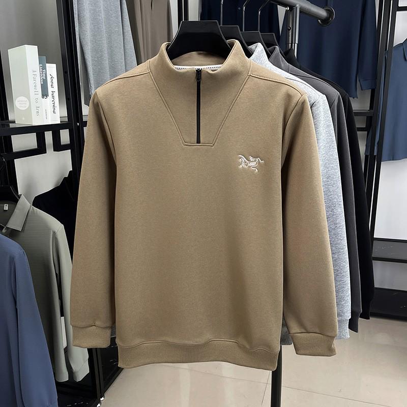 

Men s Stand-up Collar Embroidered Half-Zip Pullover Long-Sleeve Base Layer Jacket - Bird Family Autumn/Winter Collection XL верблюд