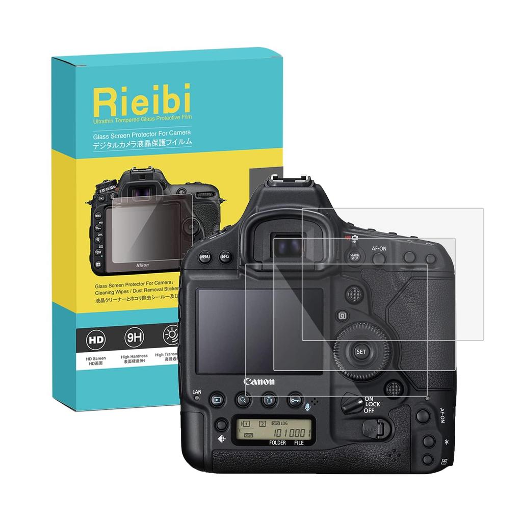 Rieibi Canon EOS 1DX II LCD Screen Thin Set of Tempered Glass with 9H Impact and Fingerprint Resistant Protector, 0.25mm Thick, Type, 3, Hardness,