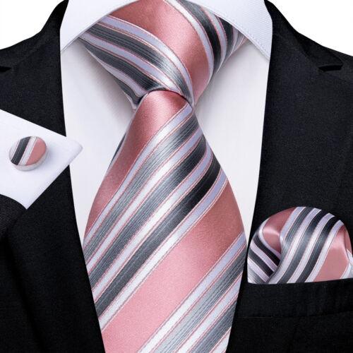Dibangu Mens Silk Necktie Set Striped Paisley Solid Tie Pocket Square Cufflinks