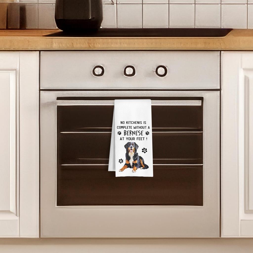 Funny Bernese Mountain Dog Kitchen Towels, A Kitchen is Not Complete Without A Bernese Dish Towel for Home Bathroom Decor, Dog Lovers Gift, 16×24