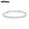 WOSTU Authentic Luxury Multi-color Zircon Bracelet Rose Gold Color Chain Link Bracelet for Women Birthday Crystal Jewelry