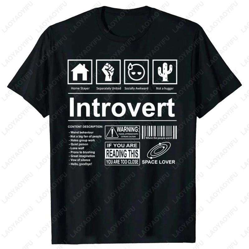 Unisex Style Mens Clothing Tshirt Humor Quotes Fitness Camisetas Sayings Humor Introvers Joke Introvert Cotton Funny Casual Tee