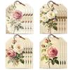 1set 80pcs 4 Styles Printed Paper Thank You Gift Tags Rectangle June Rose 7.7x5.1cm Hole: 5mm 20pcs/style