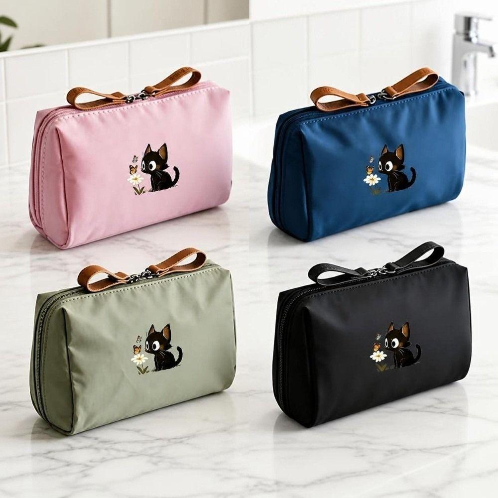 Portable Size Makeup Bag Cat Printed Storage Organizer Simple Cosmetic Pouch Travel Use