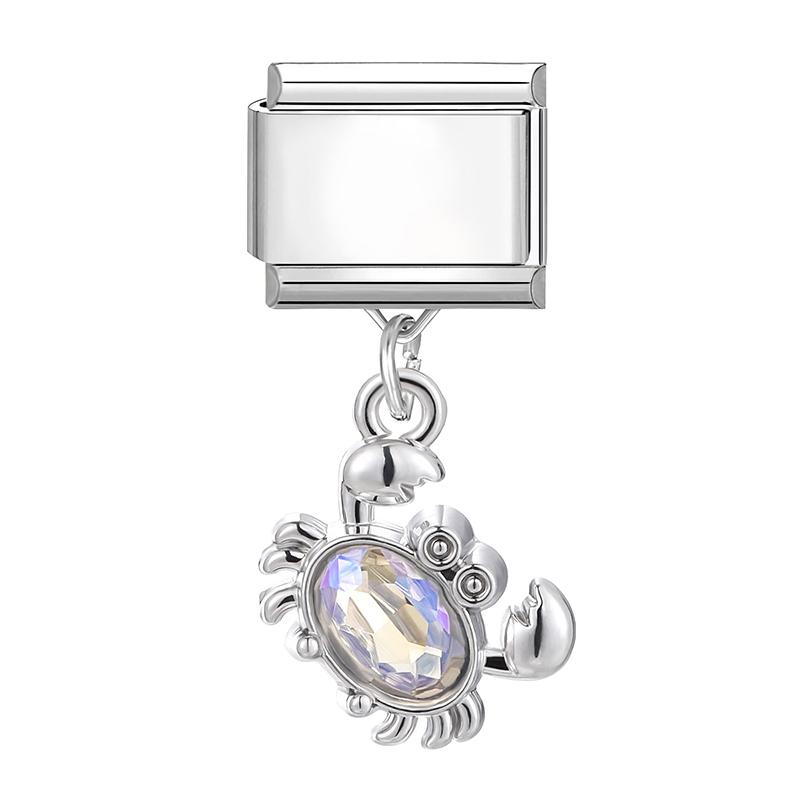 Glitter Bow Cat Butterfly Crab Star Flower Pendant Italian Charm Links Fit 9mm Stainless Steel Bracelet Women DIY Making Jewelry