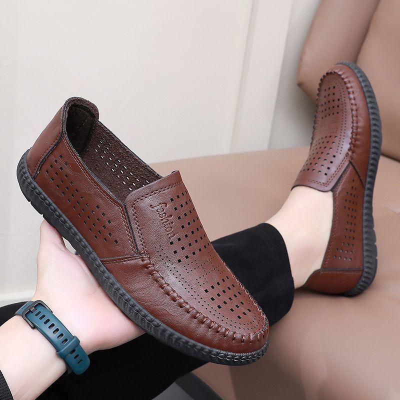 Fashion Lightweight Moccasin Leather Shoes for Men Mesh Non Slip New In Designer Legitimate Low Price Cowhide Slip-on Pu Man Casual Shoe
