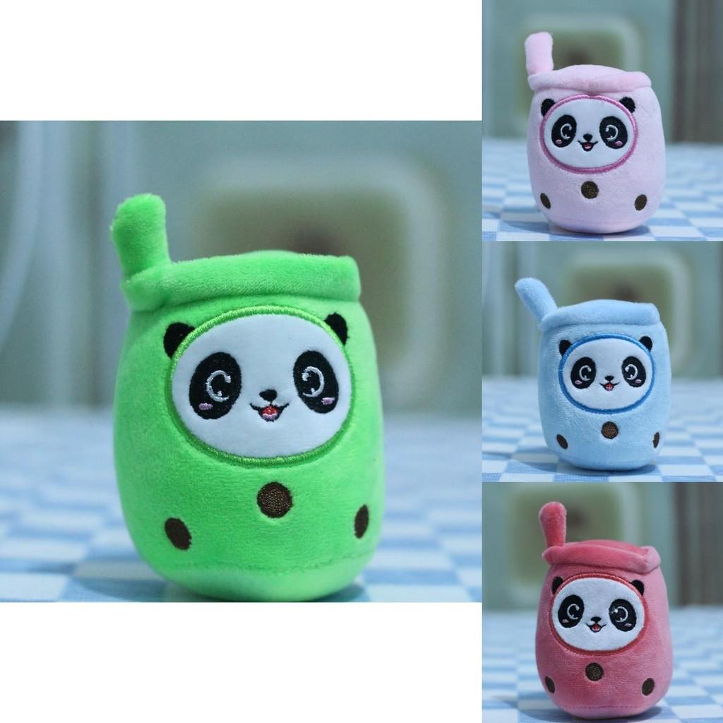 Charming Cartoon Panda Cup Plush Doll Keyring With Premium Pp Cotton Filling