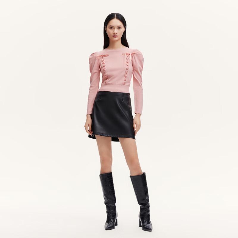 VEROMODA Ballet Style Puff Sleeve Tie Knit Top