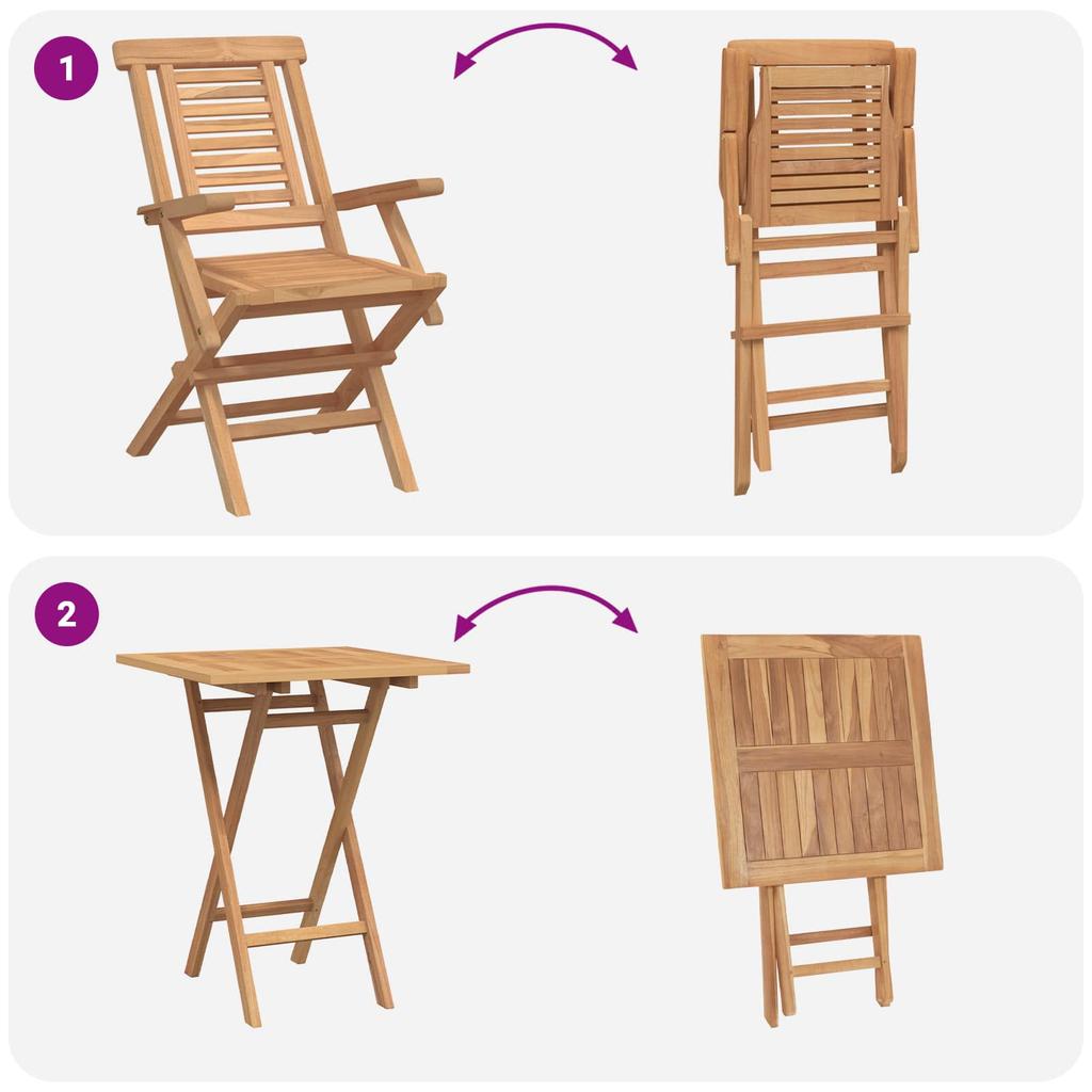 Garden Set 5 pcs. Brown Solid Wood Teak