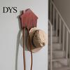 No Damage Wall Mounted Hooks Wood House Shape Storage Hook, Strong Traceless Adhesive Decorative Key Holder for Entryway American Style Hanger