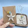 [White Star Reflecting Sea] Holiday Wind Starfish Beaded Necklace Women's Summer Niche Design Light Luxury Advanced Sense Clavicle Chain