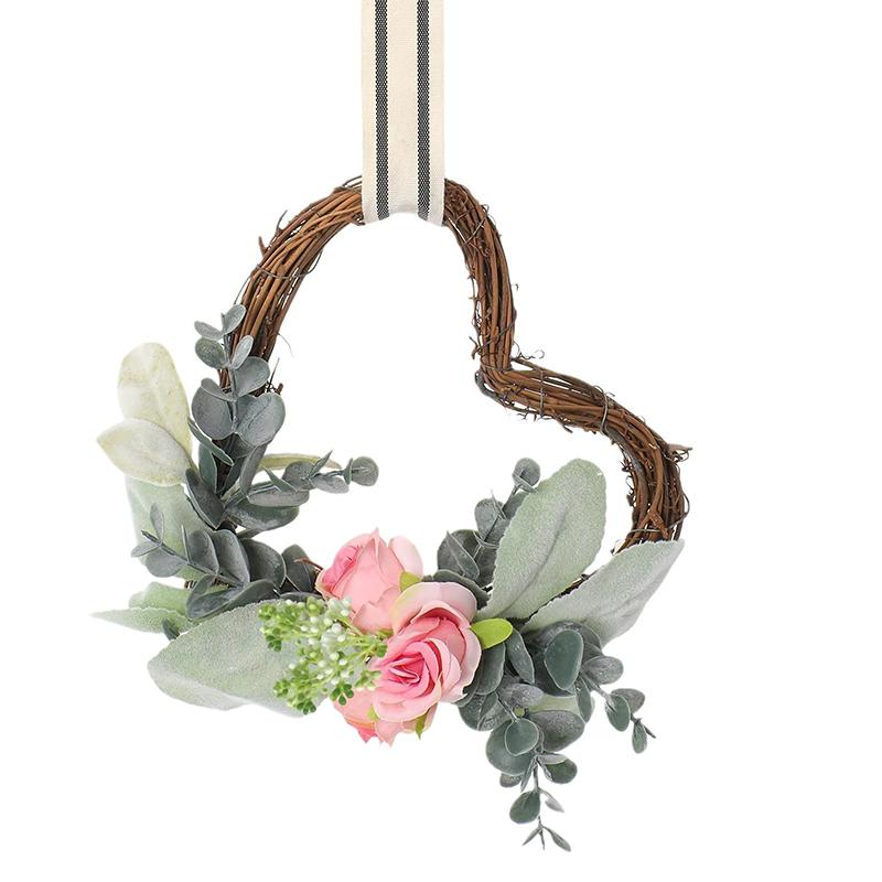 

Реалістичний квітковий вінок для підвішування на стіну, ротангове кільце, декор для дому для спальні, вітальні, для приміщення та вулиці, прикраса для події зелений