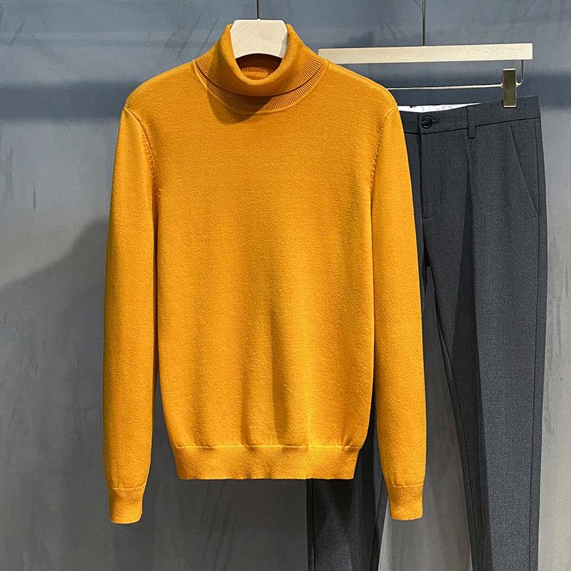 Trendy Herentrui met Hoge Hals, Dik Gebreid, Dubbele revers, Koreaanse Stijl