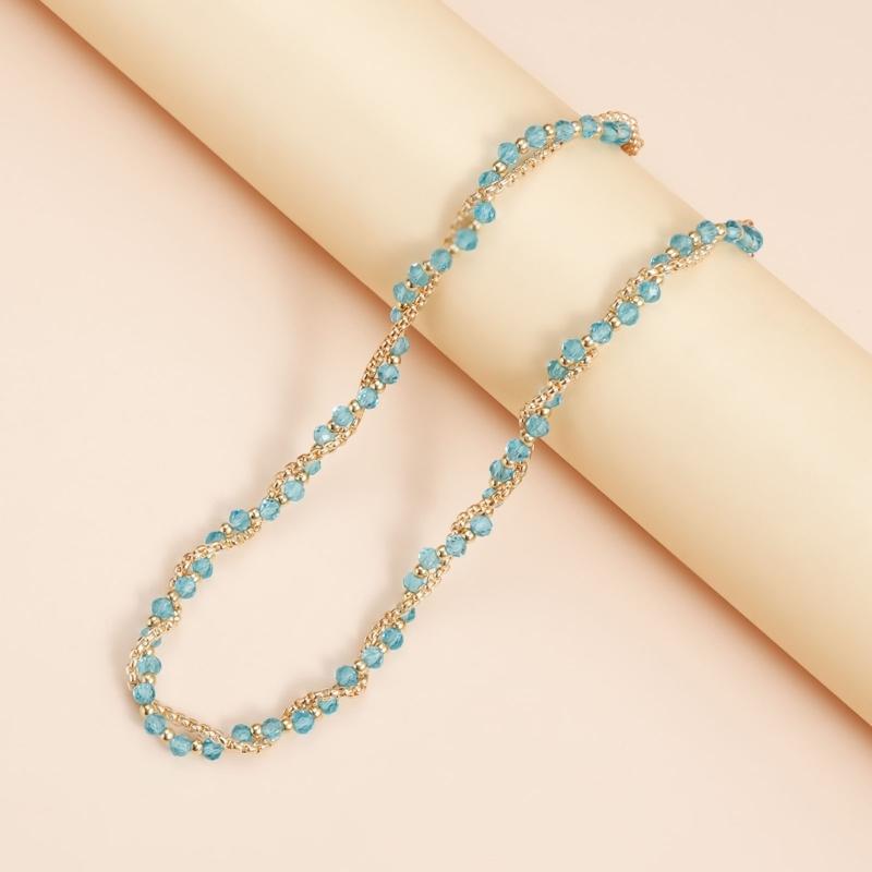 Stylish Layering Necklace Feature Sparkling Glass Crystals Adjustable Twist Chain For Casual or Formal Event