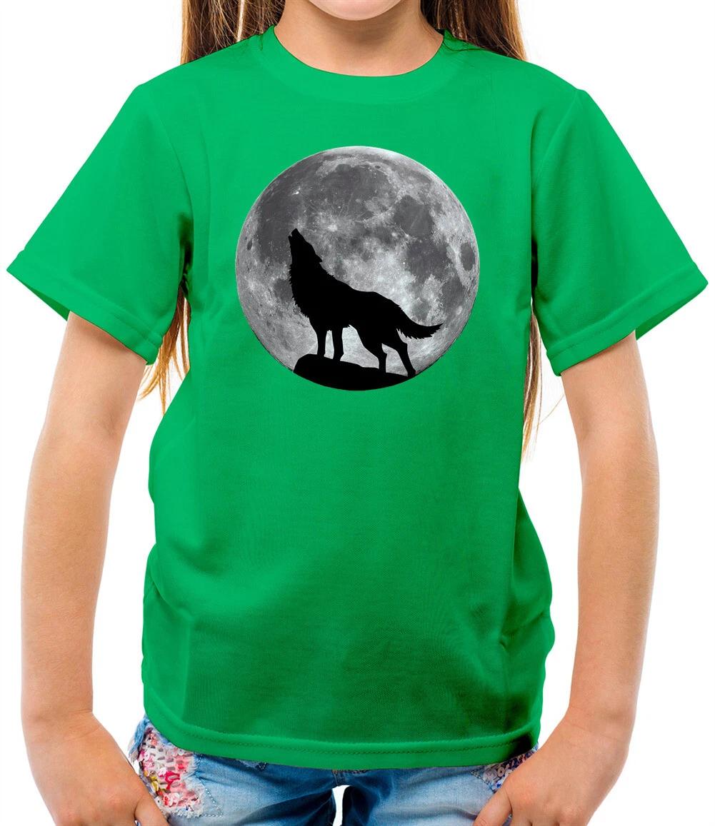 Wolf Moon Silhouette - Kids T-Shirt - Werewolf - Direwolf - Animal - Love 140