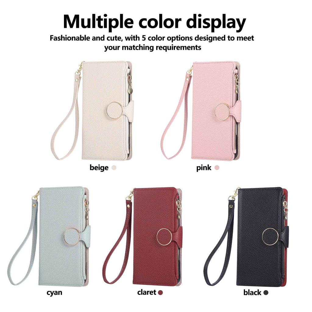 Crossbody Phone Case with Leather Wrist Strap for IPhone Air 17 16 15 14 13 12 11 Pro Max 7 8 Plus Wallet Cover with Card Slots