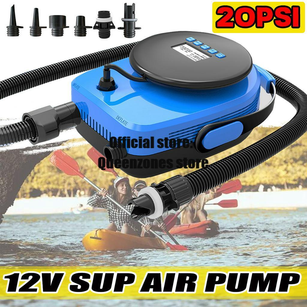 12V 20PSI 3.3ft high pressure Inflatable Electric Air Pump LCD Deflator Sup Boat Paddle Floor Mat