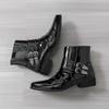 Designer New Men Pointed Toe Punk Rock Belt Buckle Leather Casual Chelsea Ankle Boot Winter High Top Monk Strap Hip-hop Shoes