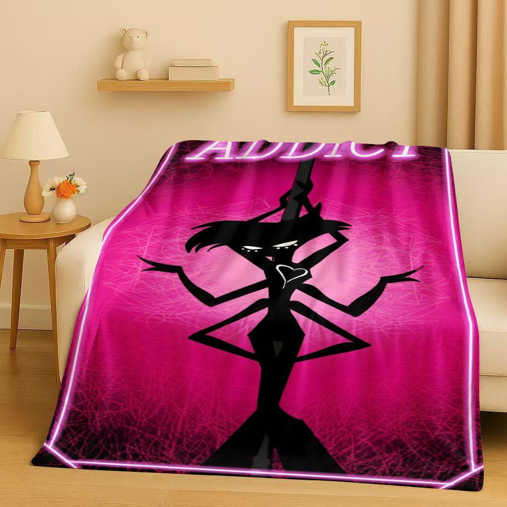 3D Cartoon H-Hazbin Hotel Angel Dust Alastor Flannel Blanket,Soft Warm Plush Throw for Home Bedroom Bed Sofa Cover Office Gift