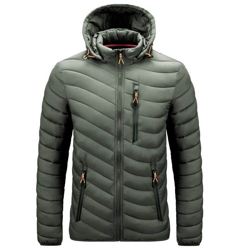Men's Autumn and Winter Solid Color Warm Jacket Youth Long-sleeved Hooded Casual Jacket