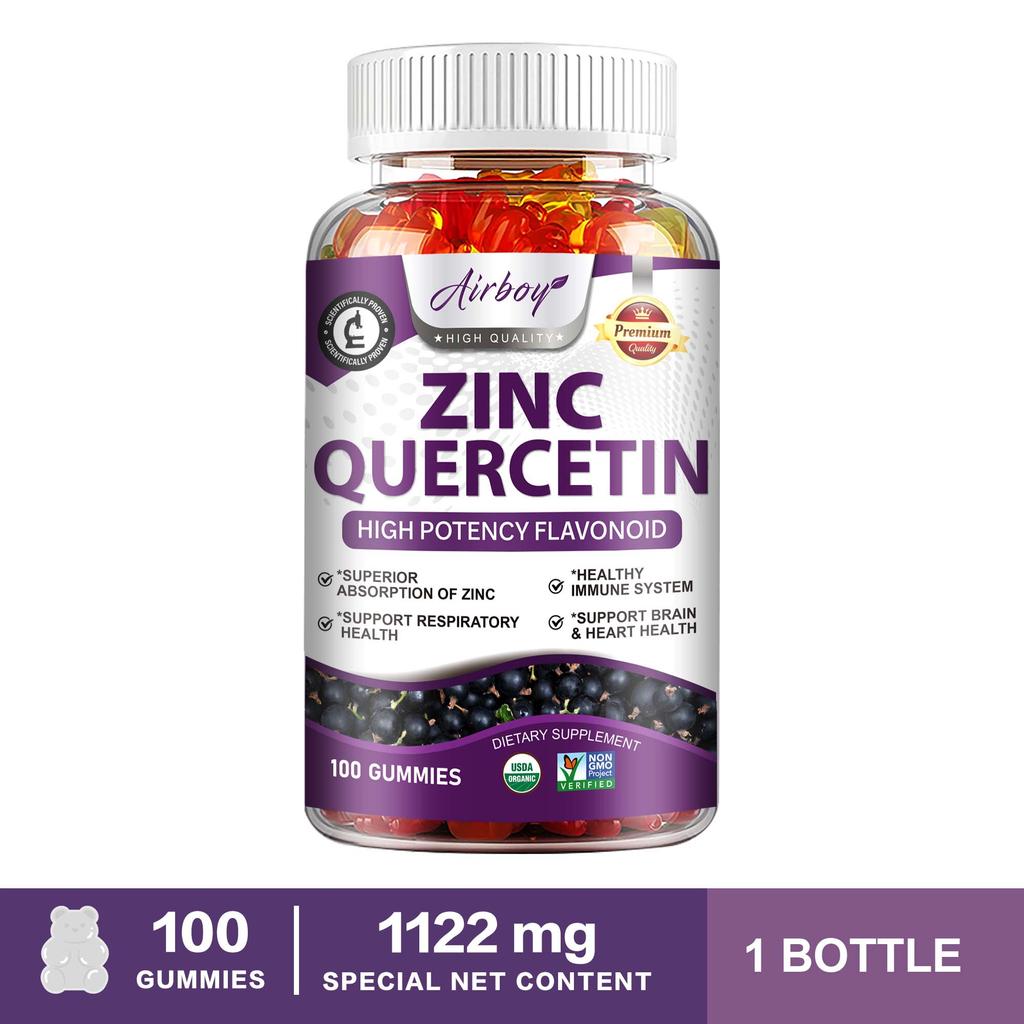 Zinc Gummies, Containing Quercetin Extract, All-natural, Nutritional Supplement, Suitable for Both Men and Women.