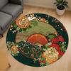 1pc Floral Sunset Round Chair Mat Area Rug - Non-Slip, Floor Mat for Office, Bedroom, and Indoor Decor  -100907