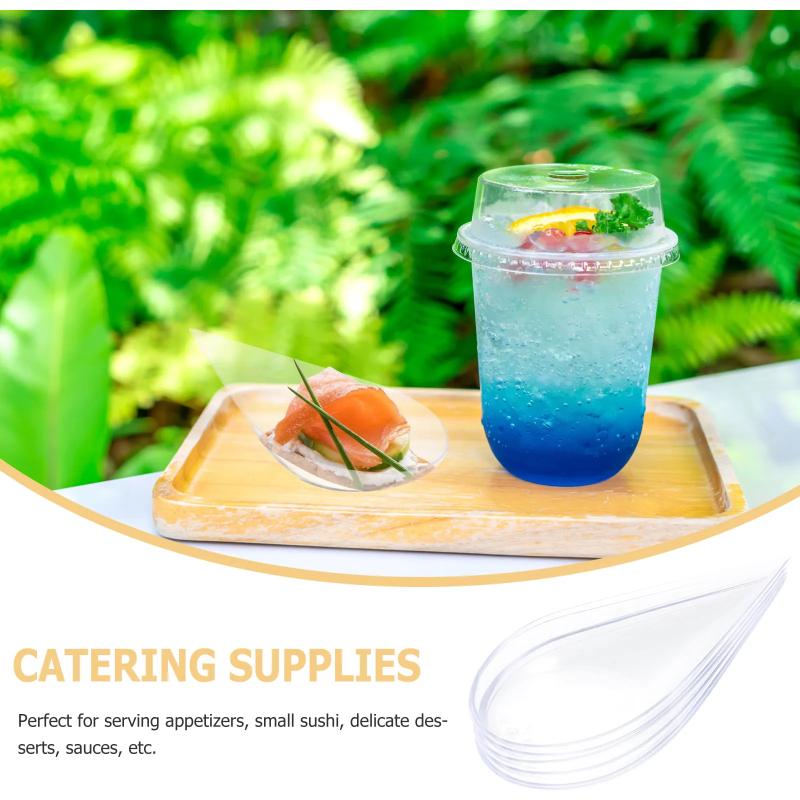 20Pcs Mini Waterdrop Spoon Disposable Dessert Spoons For Appetizers Sushi Desserts Tasting Catering Supplies Soup Scoop