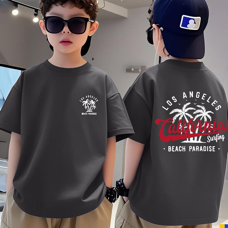 Boys Short Sleeve Loose Cotton Sports Top