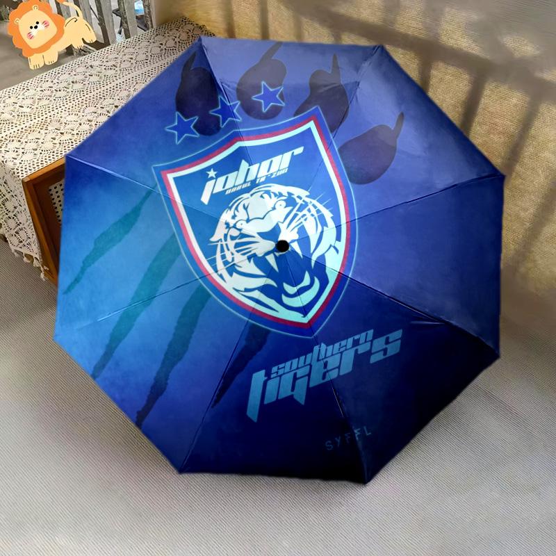 Johor Darul Ta'zim FC  Pattern, Automatic Folding Umbrella, Portable and Foldable Design, 8 Ribs, a Christmas or Birthday Gift.