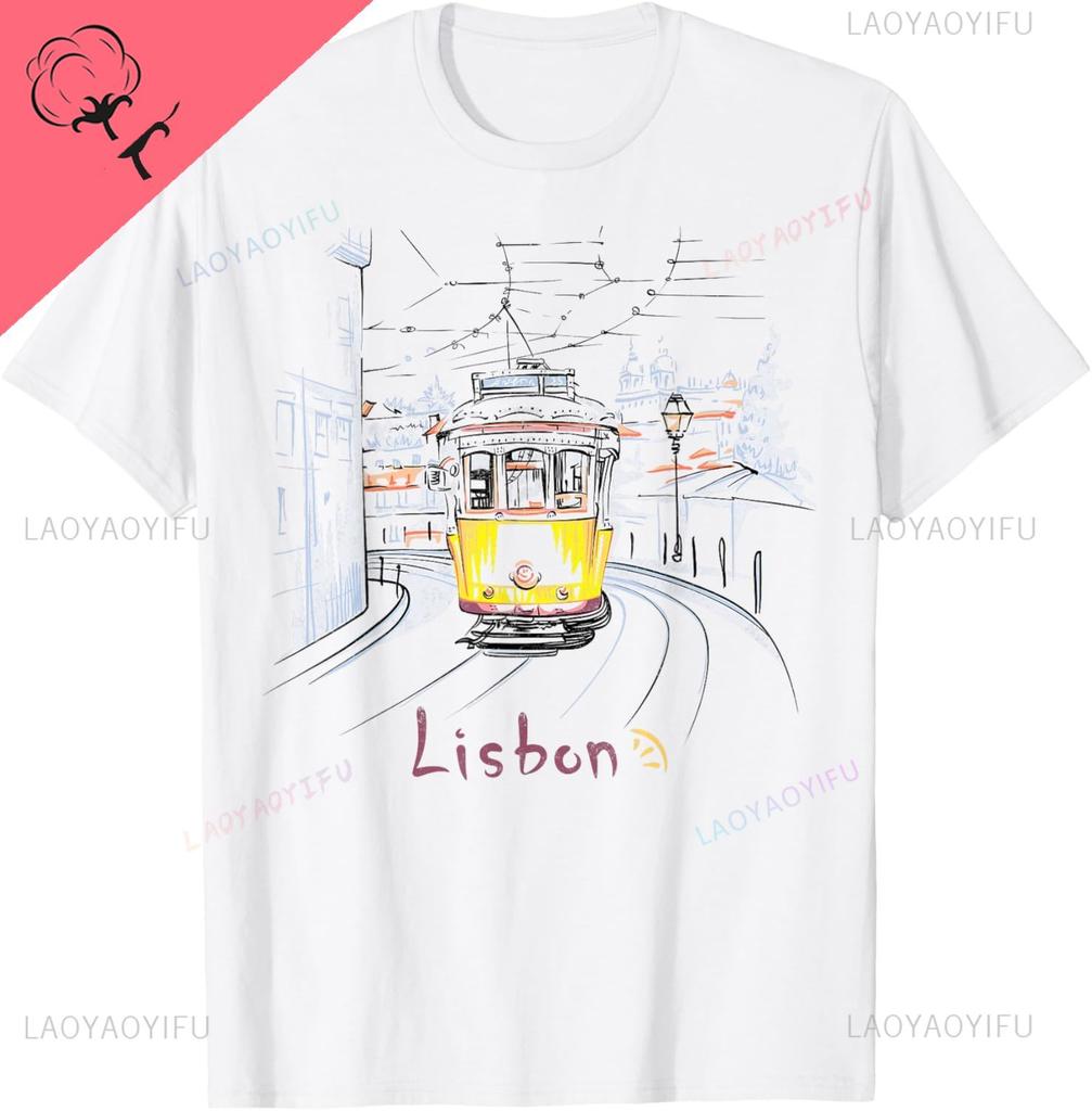 Travel Europe Portugal Lisbon Portuguese Vacation Souvenir TShirt Breathable and Comfortable Cotton Tee Ropa Hombre