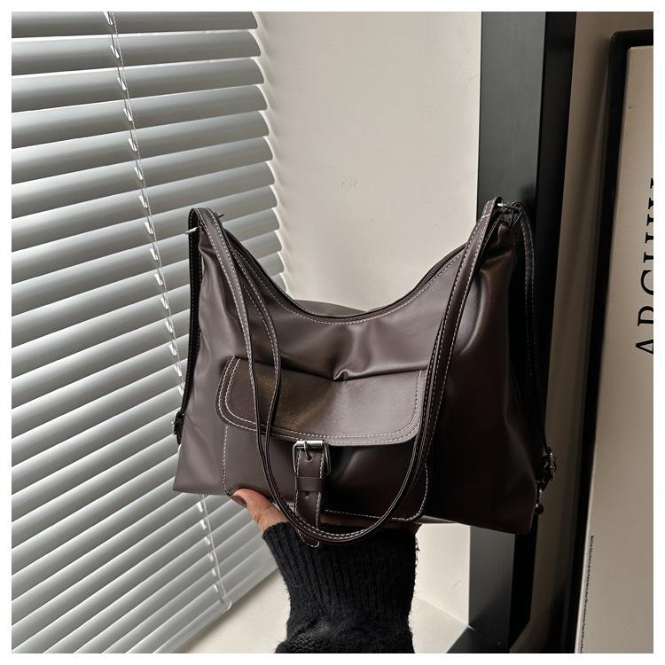 2025 New Spring Large Capacity Solid Color Casual Simple Multifunctional Crossbody One Shoulder Double Shoulder Tote Bag Women