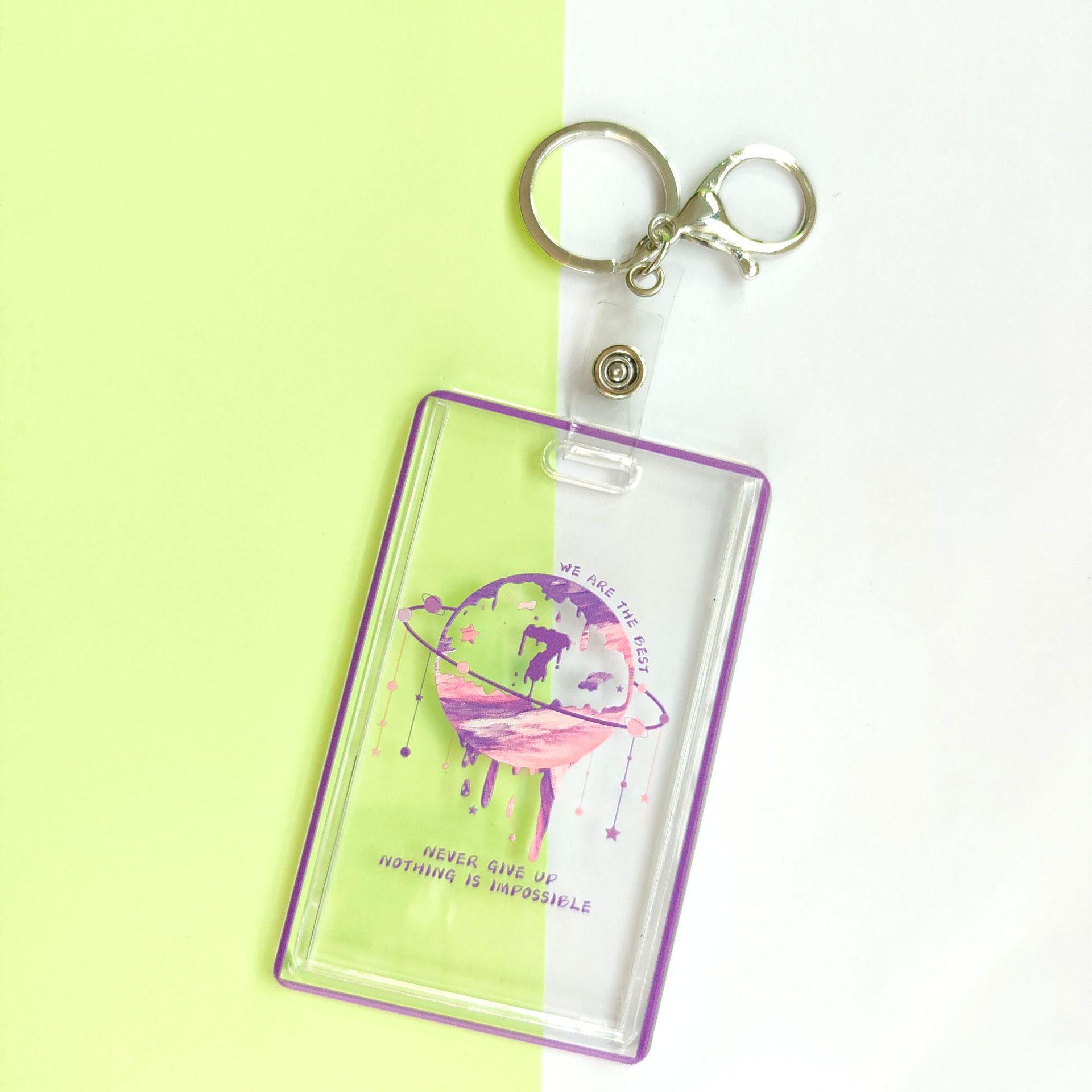 Earth Acrylic Card Holder: Transparent Slide Cover for Student ID, Meal Card, Bus Pass, and Access Control Card.