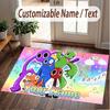Custom Name Text Crystal Velvet Rug,Rainbow Friends Soft Plush Decorative Non Slip Floor Carpet