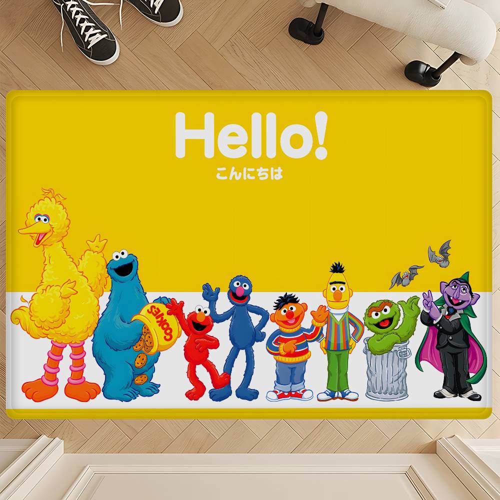 S-Sesame S-Street Theme Hallway Carpet Washable Non-Slip Living Room Sofa Chairs Area Mat Kitchen Doormat Area Rug