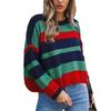 New Women's Fashion Fresh Simple Loose Multi-color Striped Knitted Sweater Comfortable Casual