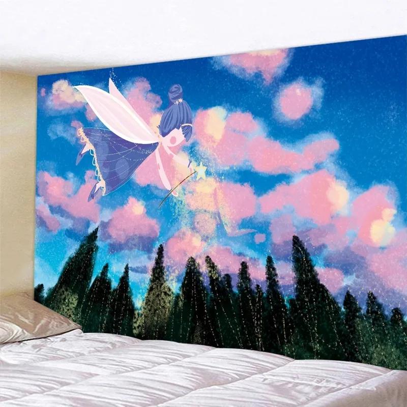 Whale Girl Healing Decoration Hanging Cloth Home Wall Decoration Tapestry Office Living Room Tapestry