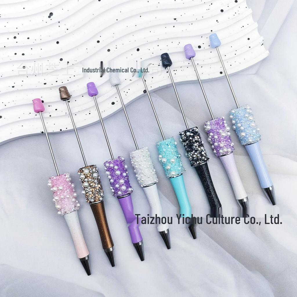 Starry Crystal Pearl Bead Pen - Handmade Rhinestone Candy Design