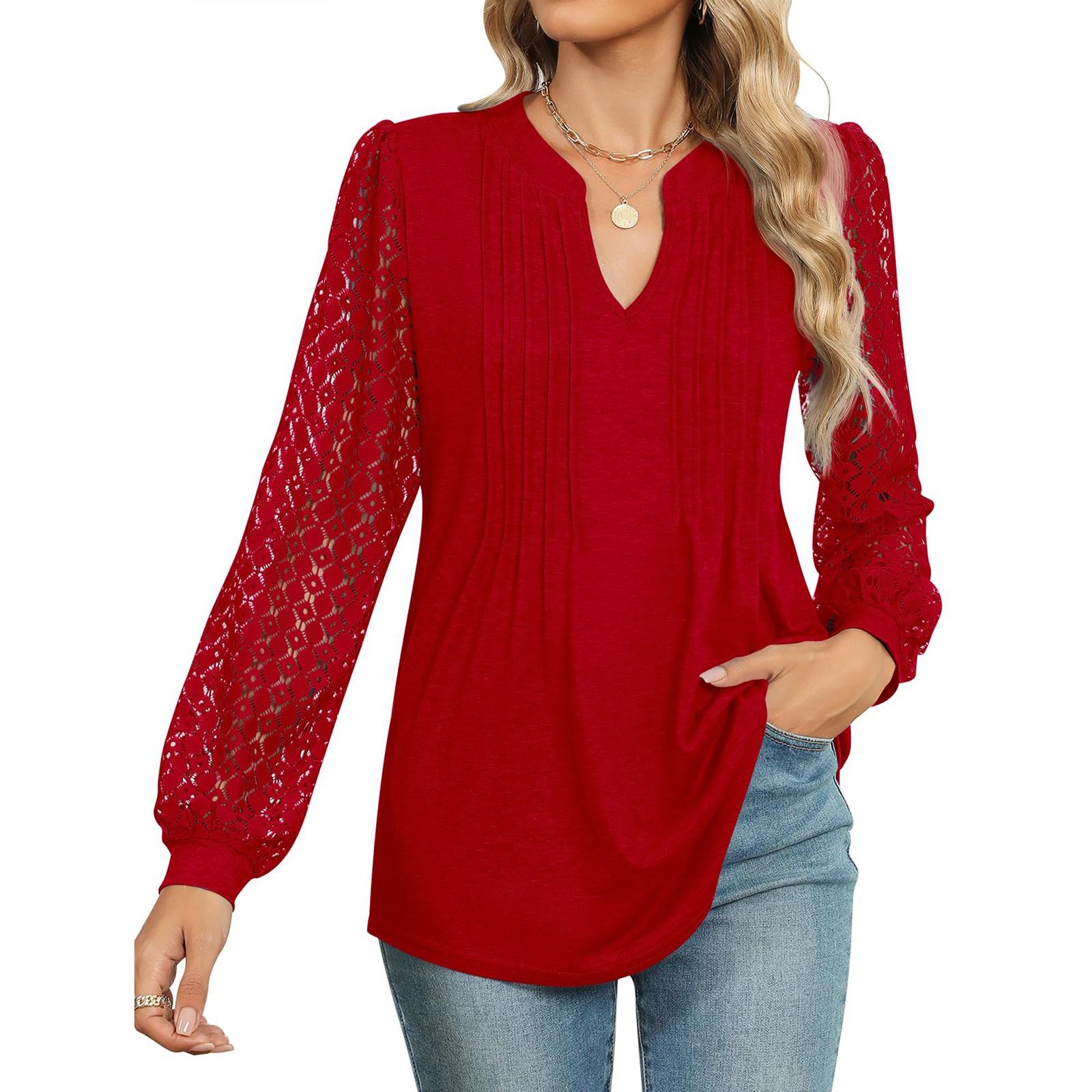 

Топы для женщин, нарядные повседневные рубашки с длинным рукавом, футболки, топ S красный