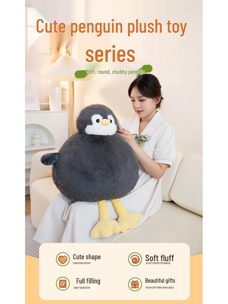 Penguin Dango Pillow Plush Toy - Large, Round, and Comforting Backrest Doll