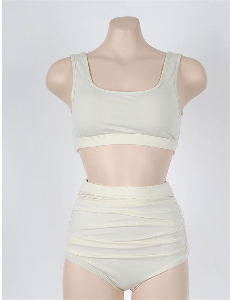 Korean Style 2024 Sexy Two-Piece Swimsuit with High Waist & Tummy Control